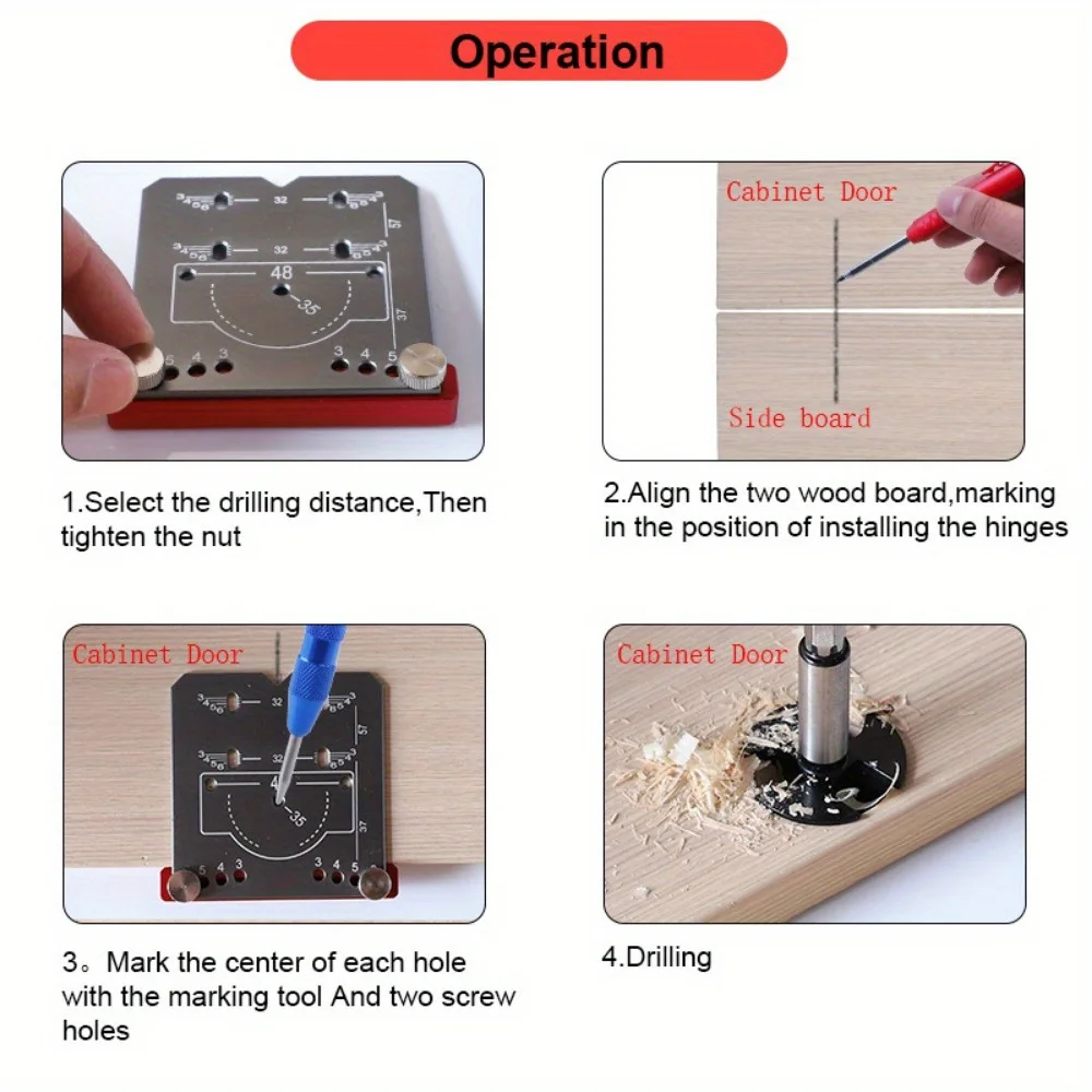 

35mm Woodworking Punch Tool :Hinge Locator & Limit Frame for Quick,Precise Drilling,Essential for Cabinet & Door Hinge Mounting