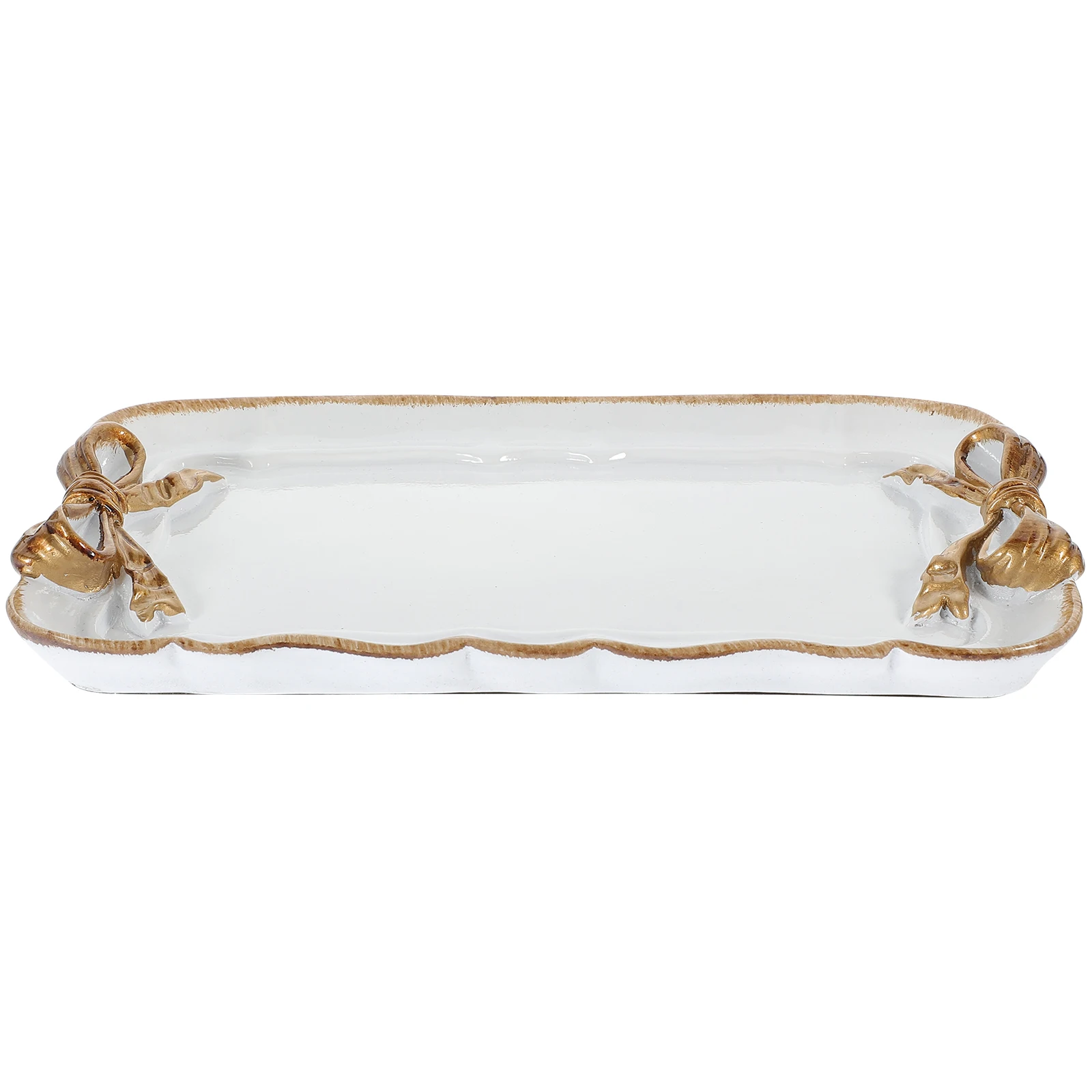 

Sweet Tray Resin Fruit Plate Decorative Bow Serving Trays Vintage Storage Tray Dessert Holder Home Office Party Picnic Reusable