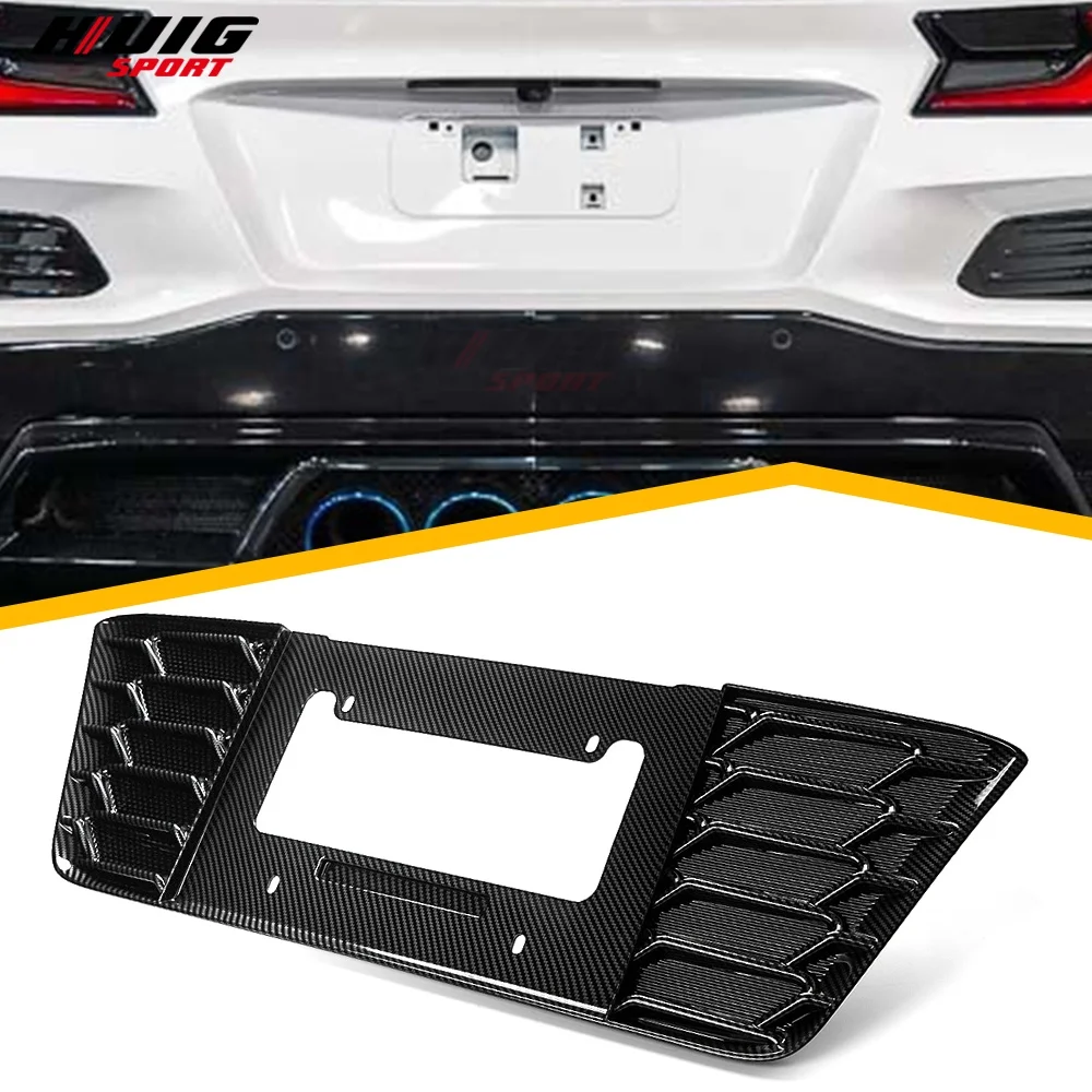

For Chevy Corrvette C8 Stingray 2020 -2025 Car Rear Rear License Plate Bracket Holder Carbon Style ABS Exterior Accessories