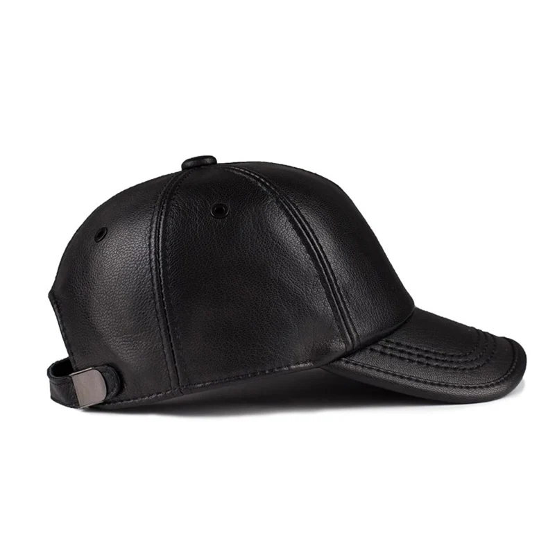 Men's Genuine Leather Baseball Cap Hat Brand New Style Spring Brand New Style Winter Russian Warm Outdoor Sports Caps Hats