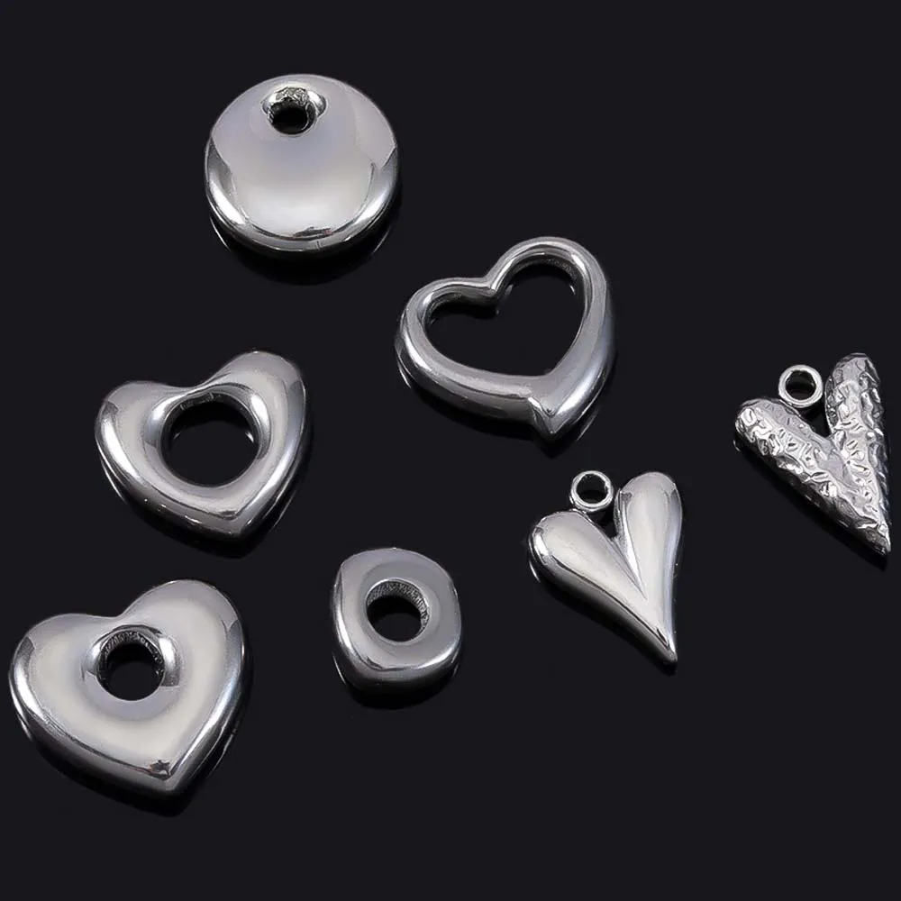 

5pcs Stainless Steel Heart Bow Charms Straight Hole Pendant for DIY Jewelry Making Necklace Bracelet Supplies Earrings Wholesale