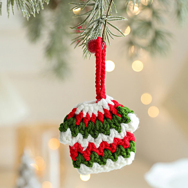 Christmas Ornaments Hand Woven Macrame Pendant Boho Wall Hanging Creative Knitted Xmas Tree Pendant New Year Gift Home Decor