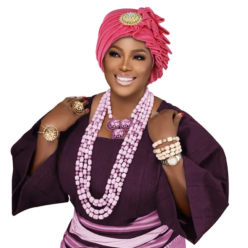 الماس تكدرت قبعة عمامة للنساء سيدة أفريقية أشرطة رأس نيجيريا Autogele ربطة الرأس حفل زفاف الإناث غطاء بونيه القبعات