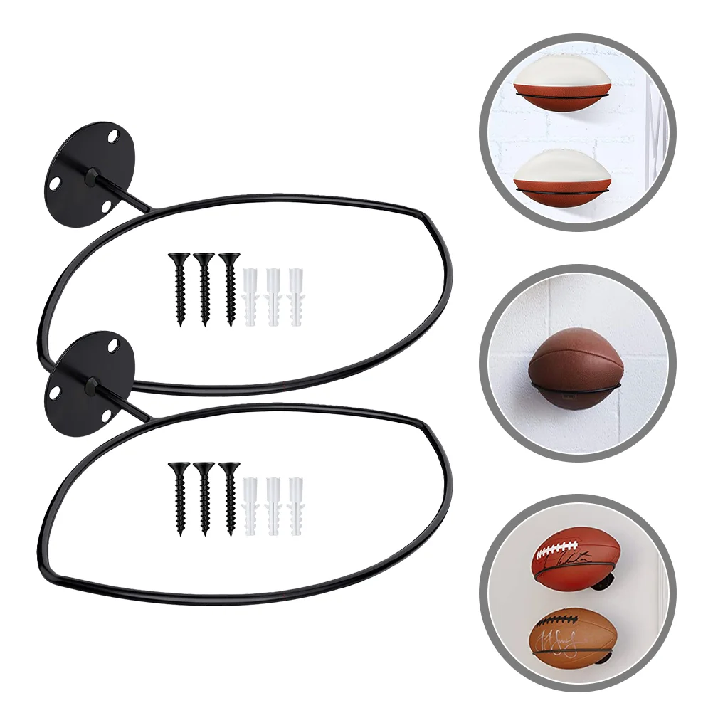 

2 Pcs Drainage Basket Rugby Wall Mount Sports Ball Storage Rack 2700X2200X650CM Display Football Holders Iron Stand