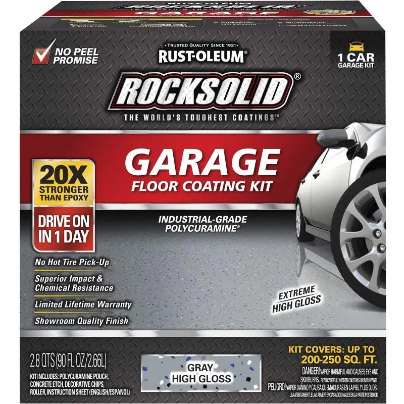 

60003 Rocksolid Polycuramine Garage Floor Coating, 1 Car Kit, Gray US(Origin)