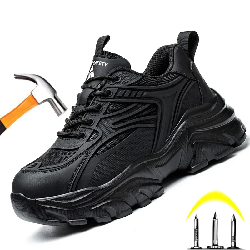 Safety Shoes For Women Men Work Sneakers Protective Fashion Shoes Anti-smash Anti-puncture Indestructible Shoes Work Boots