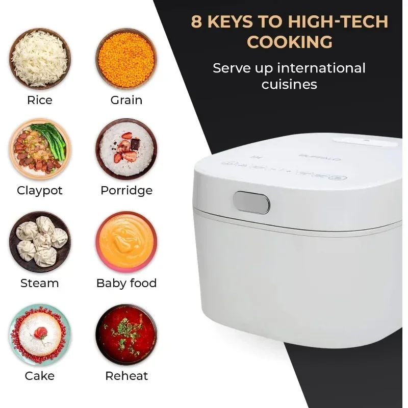 Buffalo Rice Cooker and Warmer, Uncoated Inner Pot, High Efficiency, Multi-Function, Induction Heating