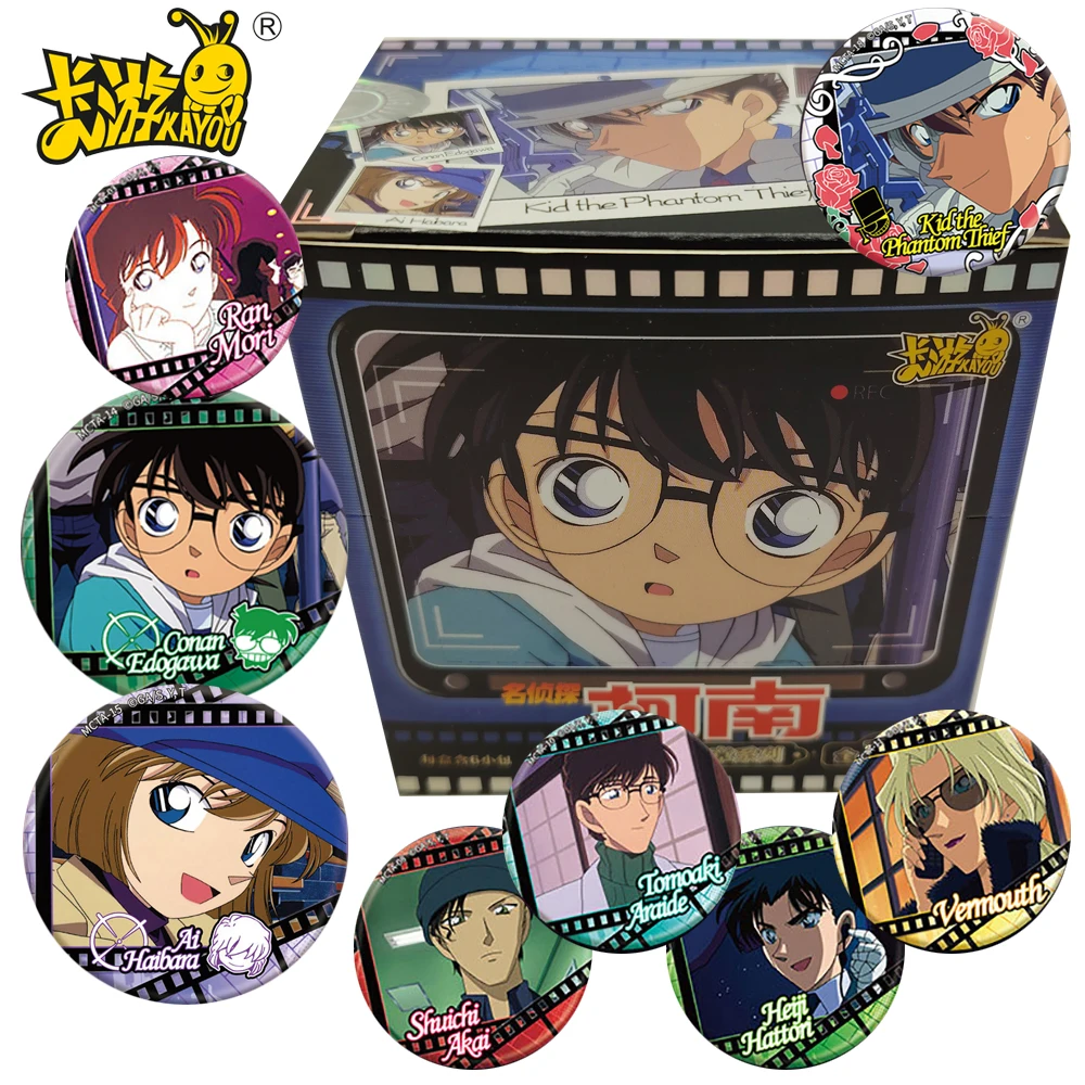 

New Genuine KAYOU Detective Conan Peripheral Badges Collectible Pendant Anime Tinplate Brooch Delightful Gifts for Mystery Fans