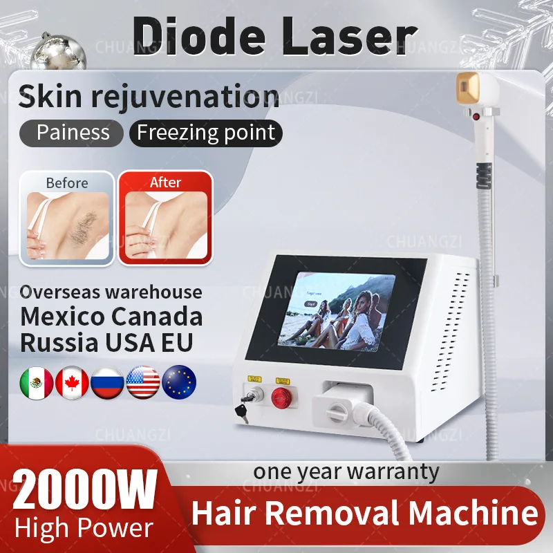 

2025 High Quality New 3000W Ice Titanium 3 Wavelength 808 Diode Laser Hair Removal Machine Painless Permanent