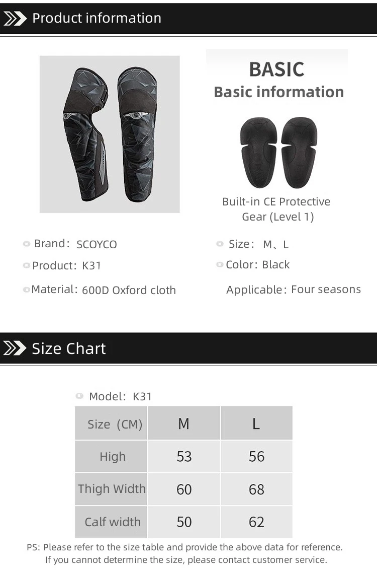 SCOYCO K31 Winter Motorcycle Knee Protector Long Wind and Cold Protection Knee Protector