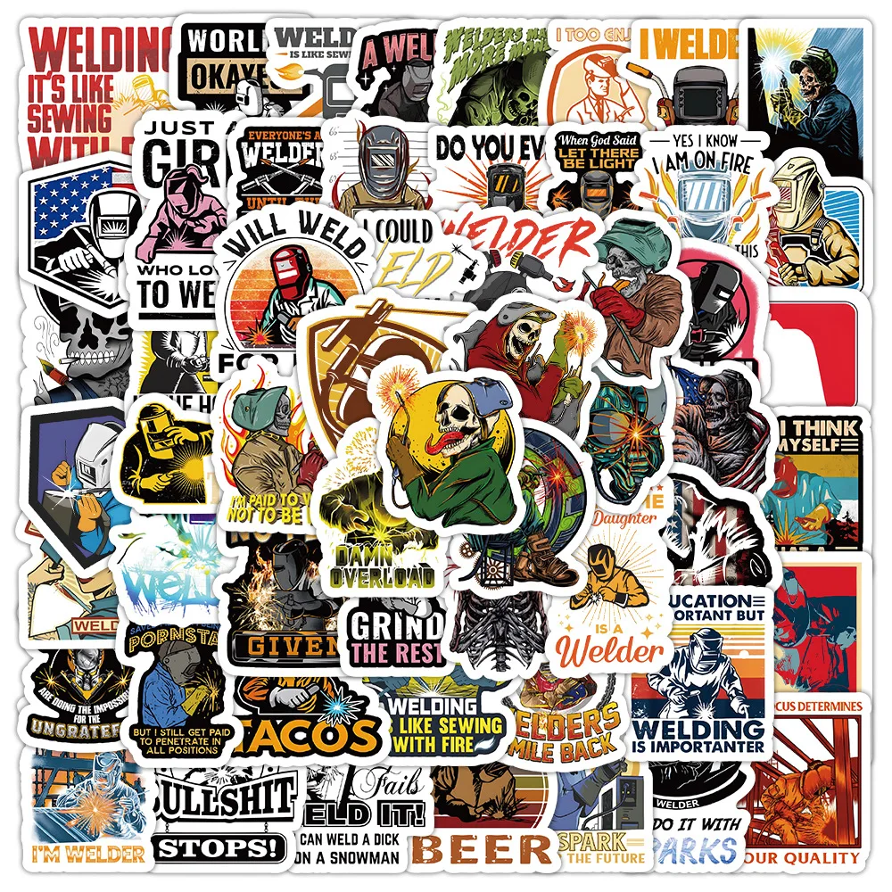 

103PCS Cartoon Welder Sticker Cool Personalized Graffiti Waterproof Decal Creative DIY Stationery Box Skateboard Helmet