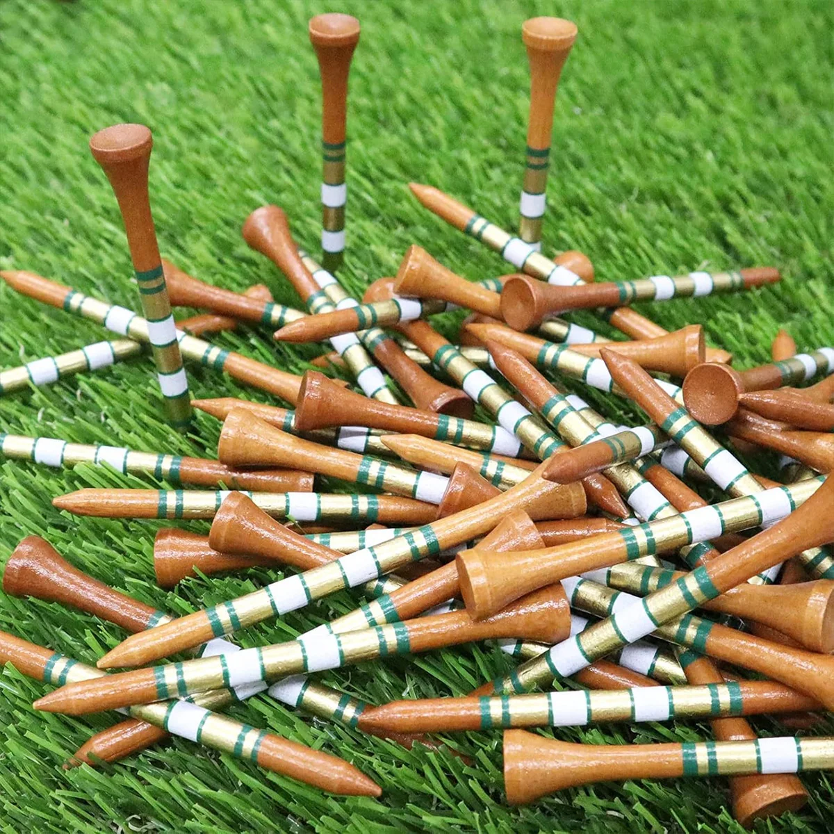 50 stuks bamboe golftees - 3 1/4 en 2 3/4 inch duurzame houten tees voor Driving Range en oefenmatten