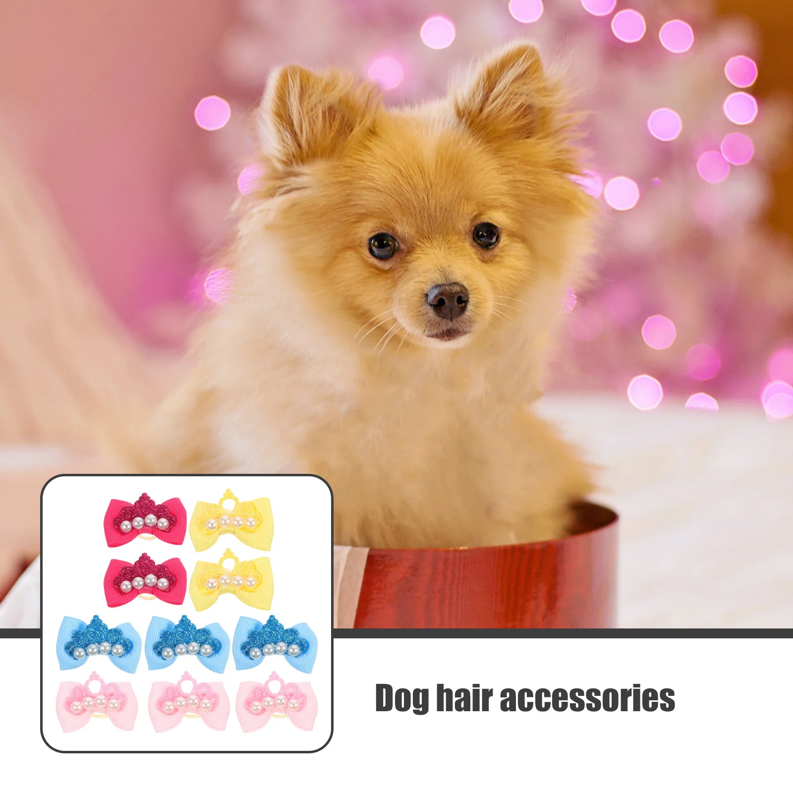 

10 Pcs Bow Grooming Bows Large Puppy Dog Hair Accessories Pet Small Rubber Band