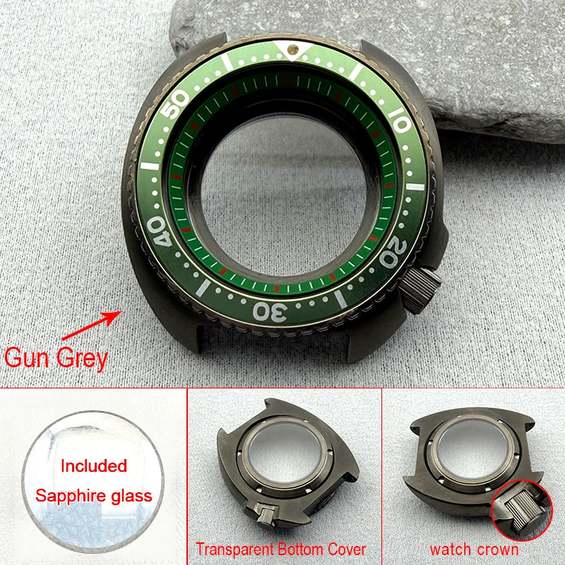 

Gun Grey 44mm Mod 6105 6309 Abalone Turtle Case for 28.5mm Dial Crown at 4.1 Fits 7S 4R NH34 NH35 NH36 Automatic Movement Custom