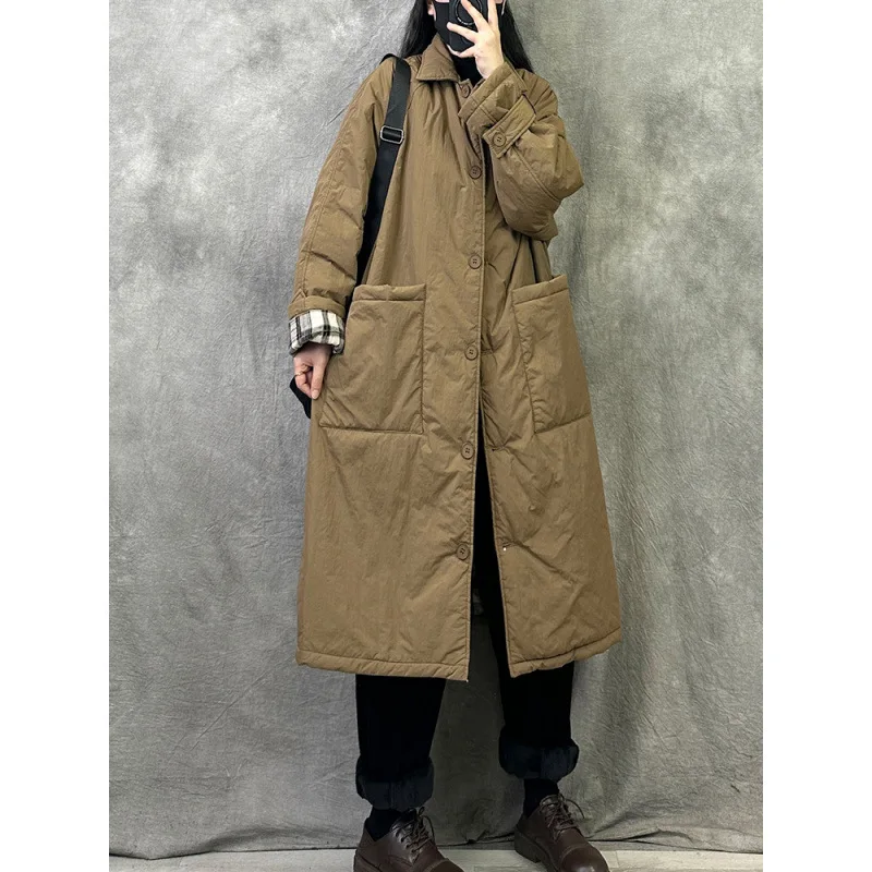 Thickened Cotton Jacket Windbreaker, Medium to Long Cotton Jacket, Women's 2025 New Winter Loose Oversized Western Style