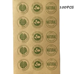 150Pcs Kraft Paper Sticker Natural Organic Product Seal Sticker Round Vintage Handmade Gift Packaging Label Baking Decoration