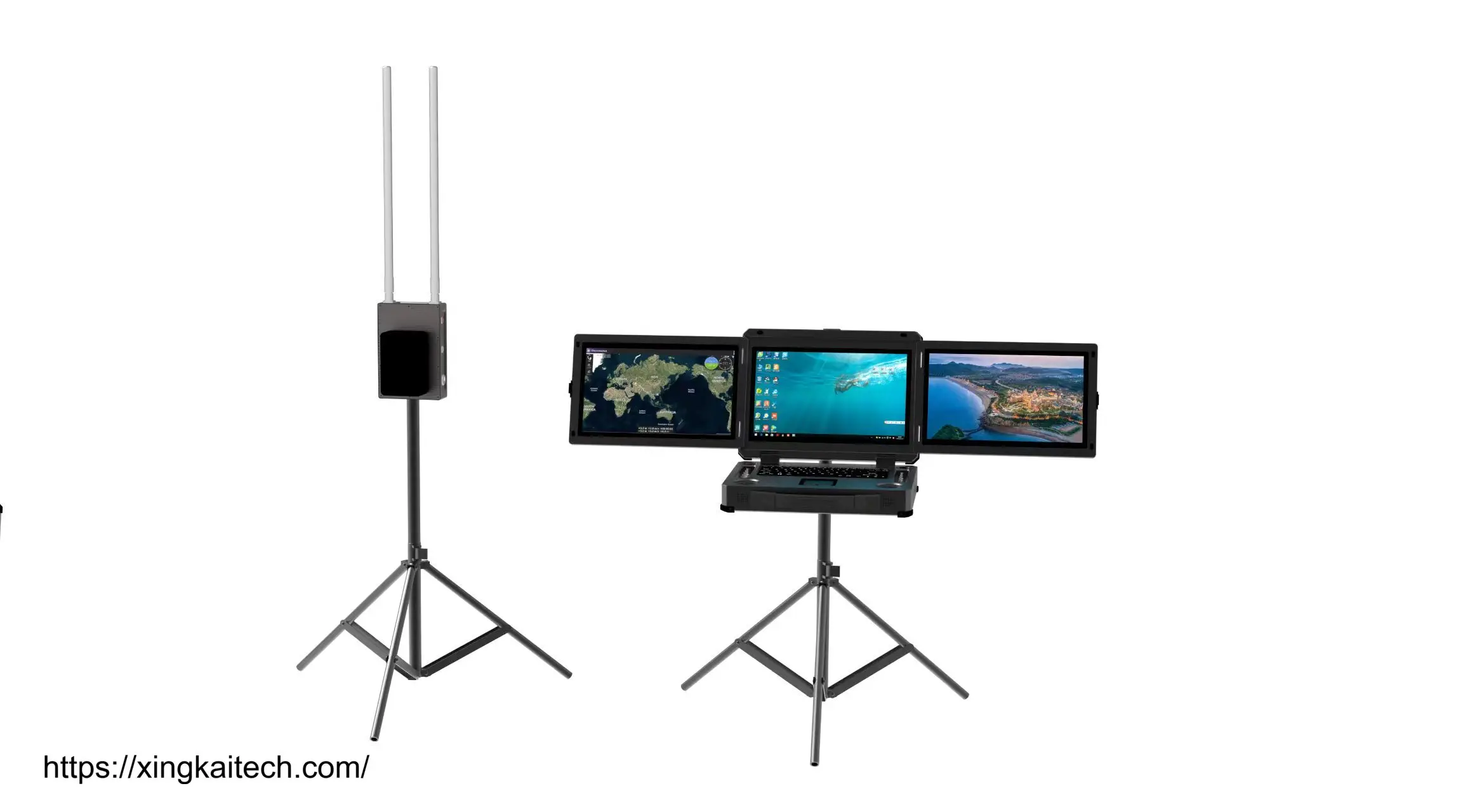 VTOL Fixed Wing Drone Ground Control Station Durable Three Display Integrated Laptop Remote Control UAV Control Station System