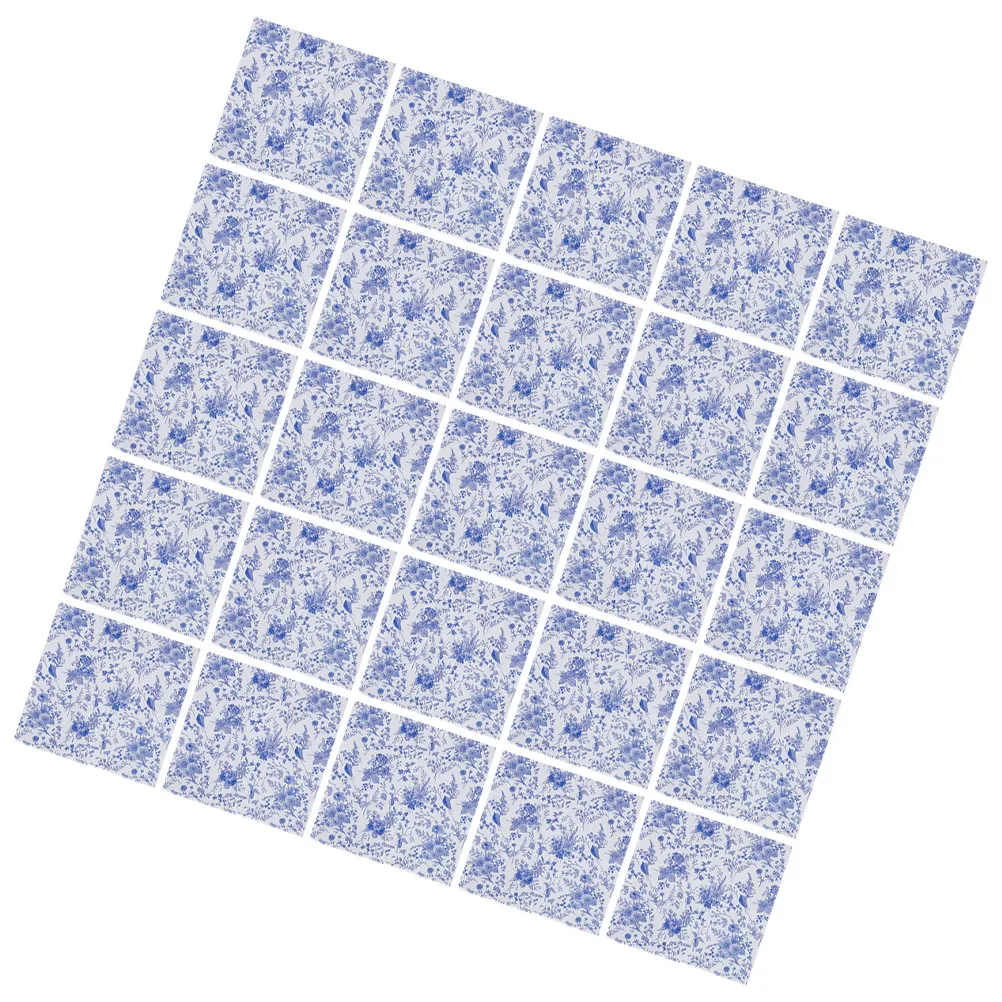 

100pcs Blue White Floral Printed Paper Napkins Vintage Dinner Party Decorative Tissue Sheets Banquet Wedding Bridal Shower