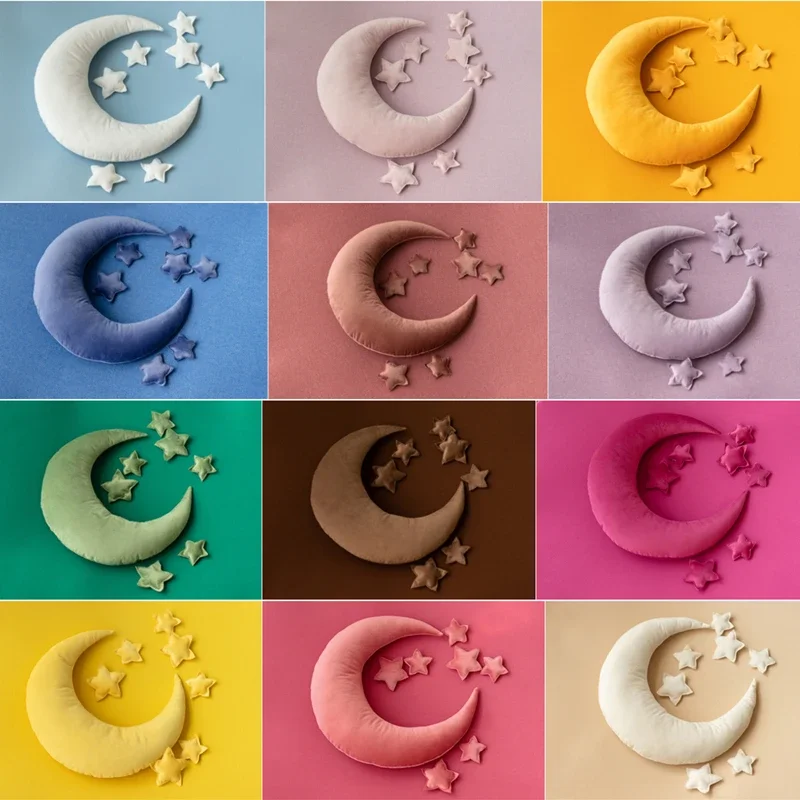Newborn Photography Props Velvet Creative Posing Moon Stars Pillow Sets Backdrops Studio Shoots Accessories Photo Props