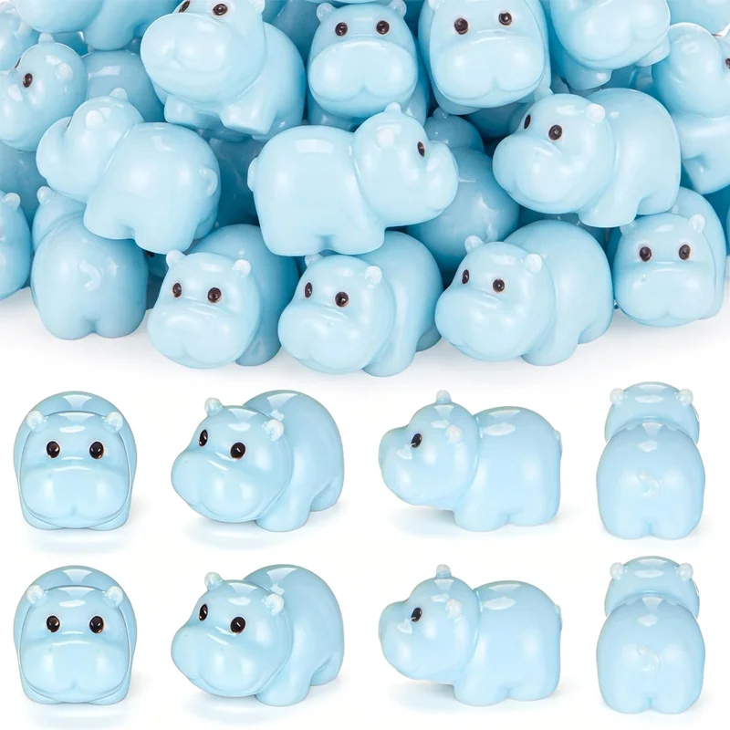 10 Pcs Mini Hippo Figurines Fairy Garden Accessories Cute Resin Hippo Miniature for DIY Craft, Home Potted Plant Decoration
