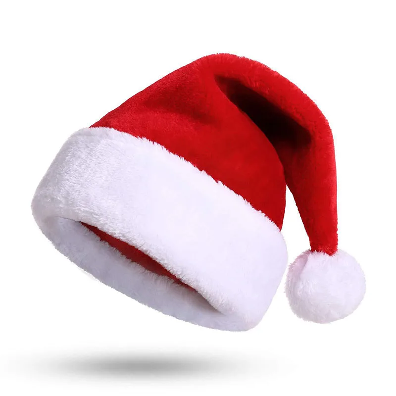 Kids Adult Christmas Hat Santa Hat with Comfort Lining Plush Brim Hats for Xmas Party Santa Claus Costume Unisex for adult kids