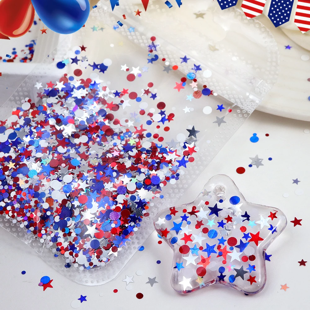 Art And Craft Independence Day - 5g Red Blue Polka Dots Glitter