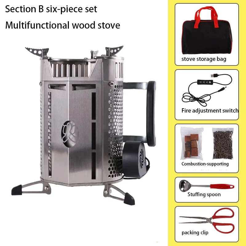 

Portable Wood Stove Removable BBQ Stove Household Stainless Steel Wood Stove