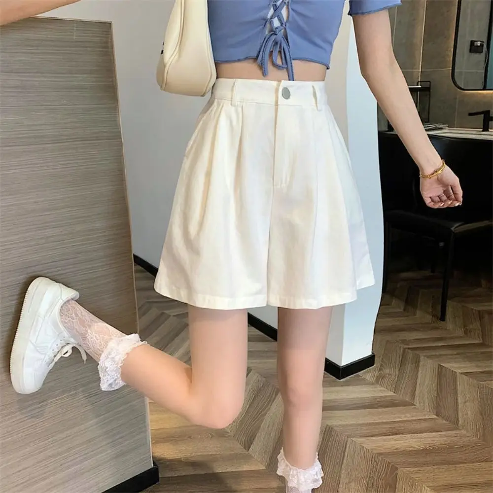 

Wide Leg Women Summer Shorts Trendy Loose All-match Casual Short Pant High Waist olid Color Bermuda Shorts 2024