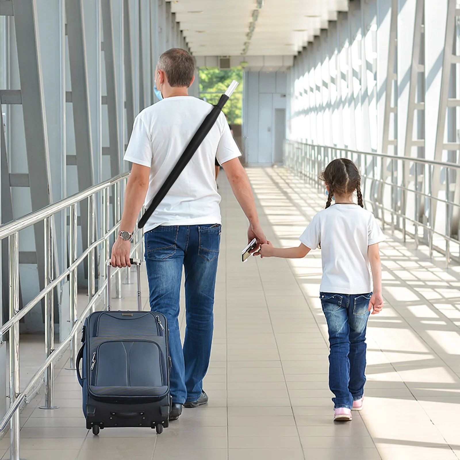 Funda plegable impermeable para paraguas, bolsa de almacenamiento, estuche portátil para paraguas de lluvia con correa ajustable para viajes y autobuses, 2 uds.