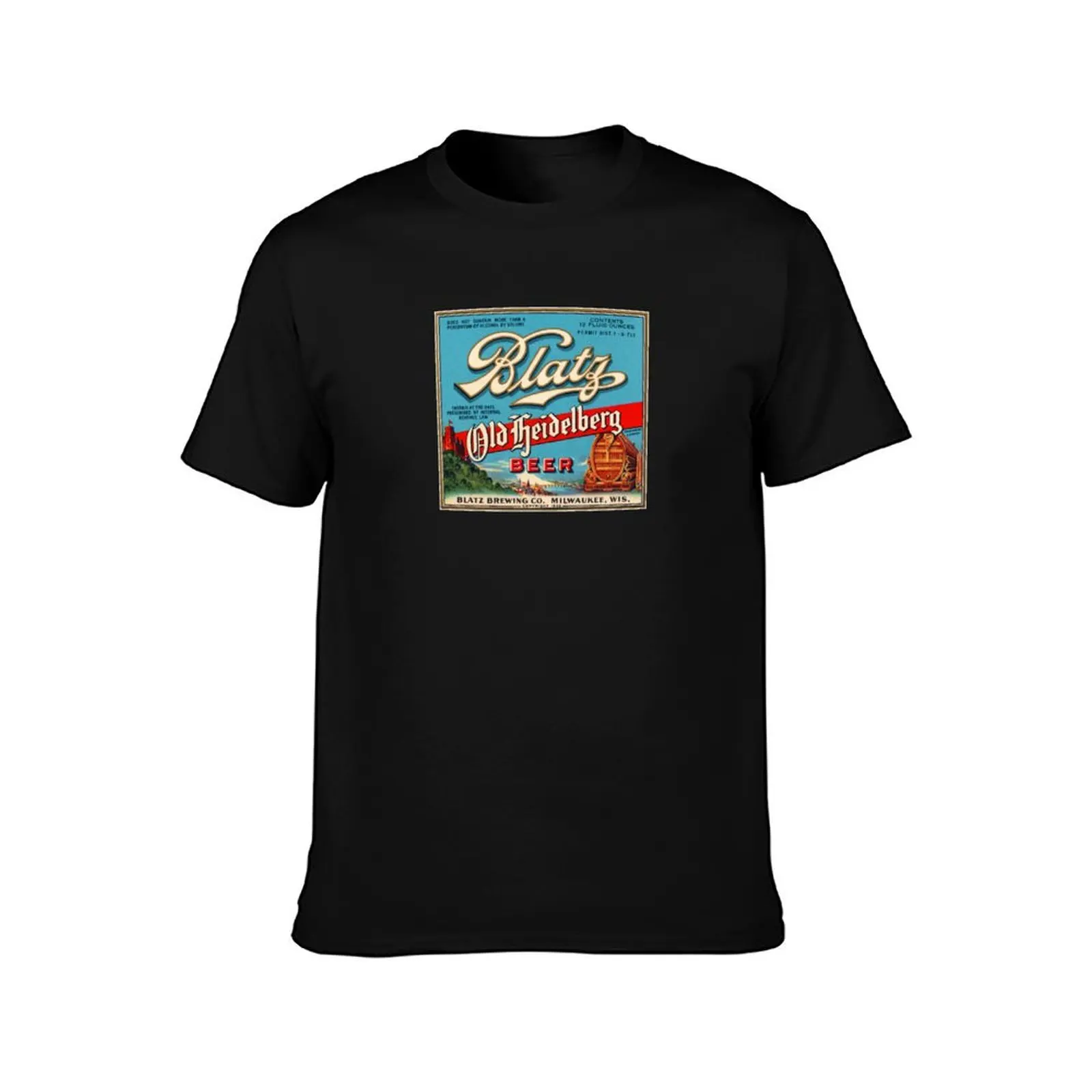Blatz Old Heidelberg Vintage Beer Label Restored T-Shirt Casual Trendy Short Sleeve T-Shirt
