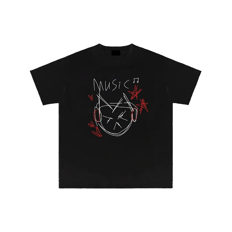 

Fashion Niche Retro Spoof Cute Simple Cotton Loose Couple T-shirt Classic Casual Printing Crew Neck Hip Hop Trend Street Wear