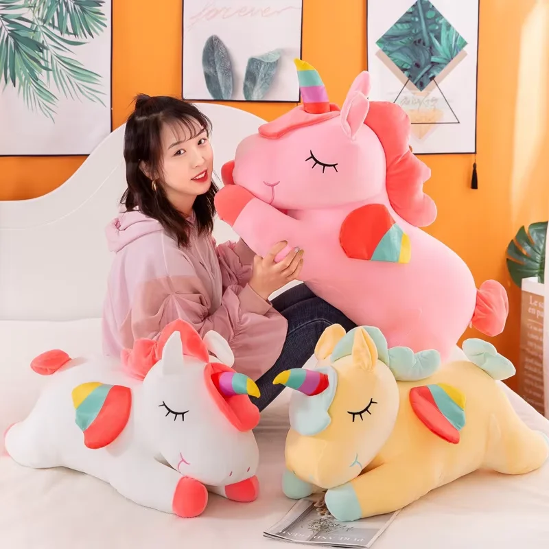 30 cm–50 cm weicher Körper, Party-Regenbogen-Einhorn-Puppe, Plüschtier und weiches Gnusskissen, langes Kissen, beruhigendes Kissen ist ein sehr gutes Urlaub