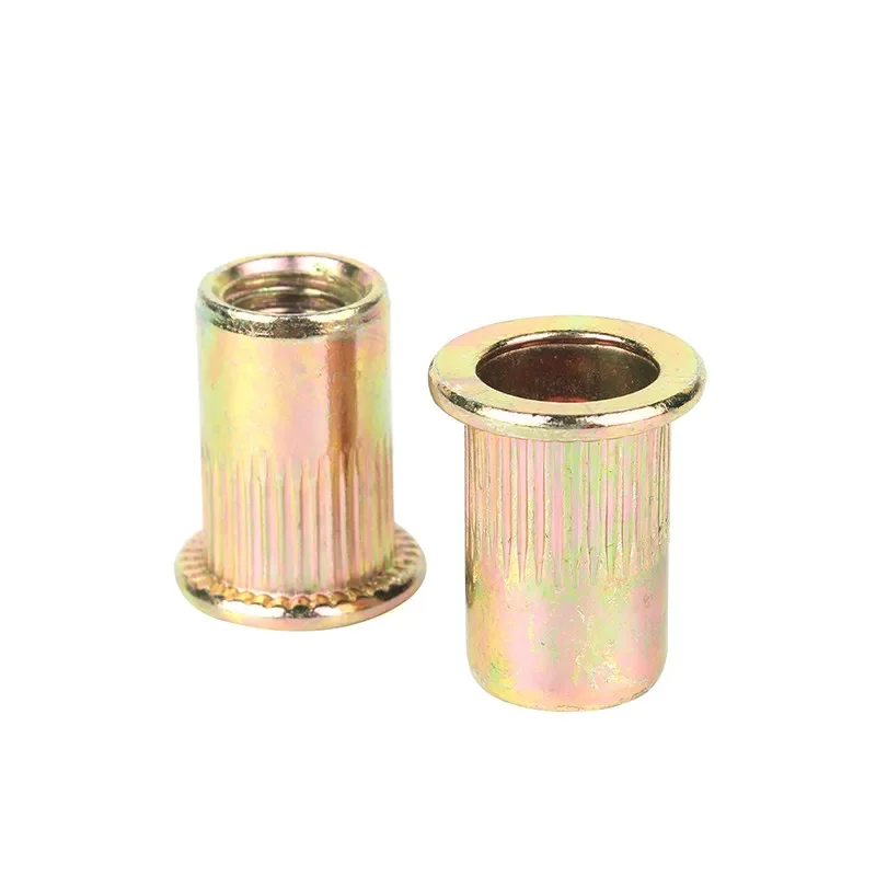 20/50pc Rivenut  Rivet Knurled Nuts Cap Rivet Nut M3 M4 M5 M6 M8 M10 Carbon Steel Blind Flat Head Threaded Insert Rivet Nutsert