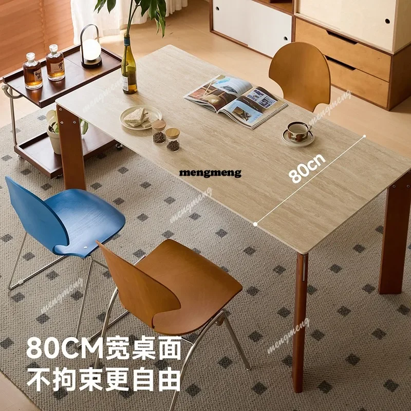 Mid-century Style Rock Slab Dining Table Nordic Creative Rectangular Retro Dining Table Solid Wood Design Home FurnitureX