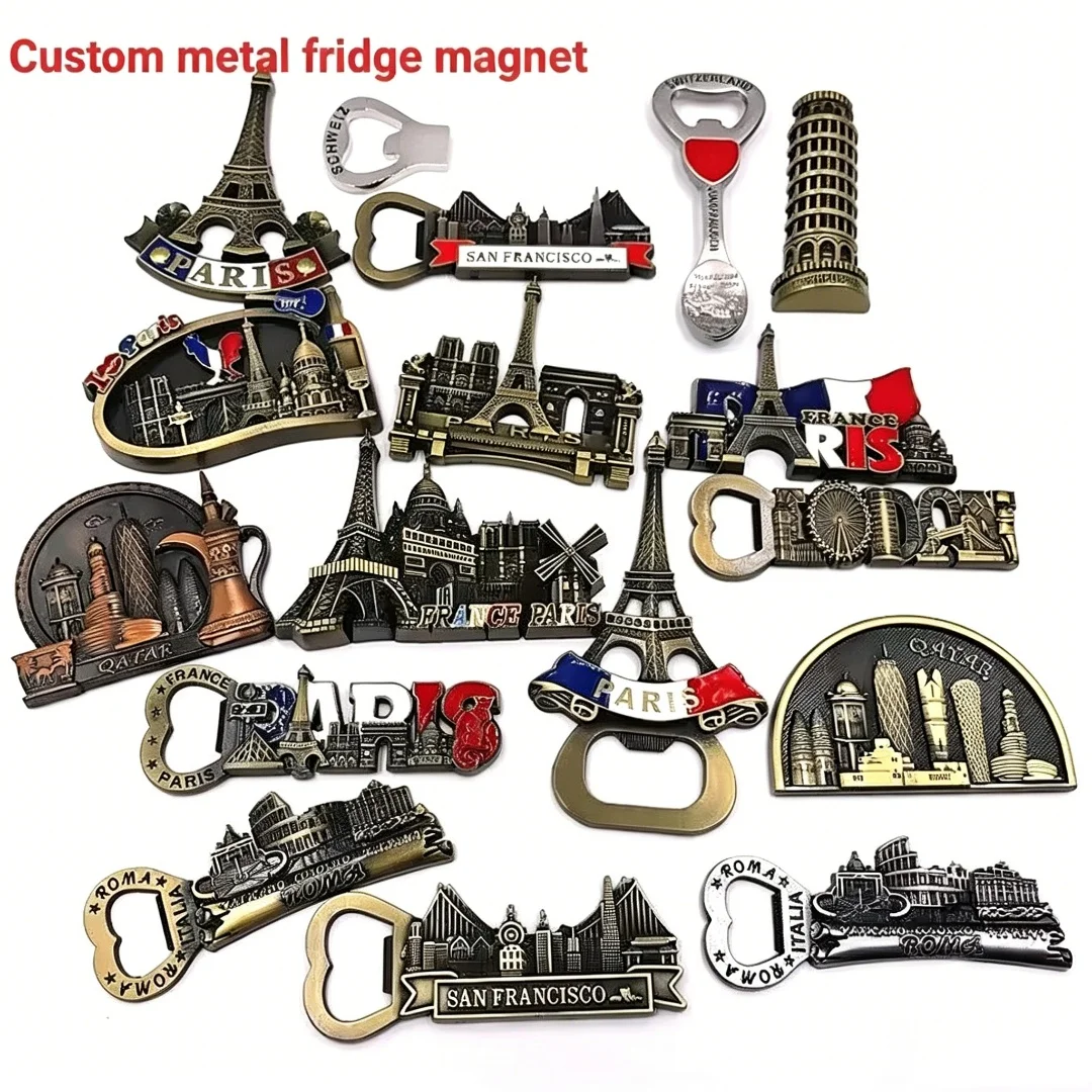 Custom Metal Fridge Magnet Opener Zinc Alloy 3D Landmark Souvenir Bottle Opener Fridge Magnet Bulk for Souvenir Wholesaler