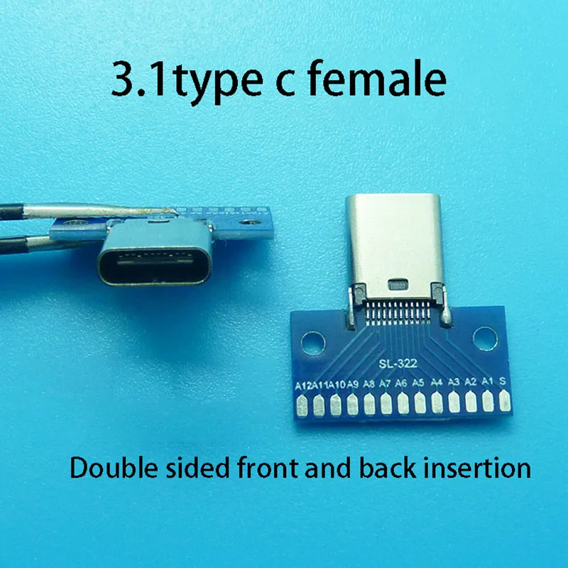 

1pc TYPE-C USB 3.1 Male Female Test Board Stretching USB C Data Cable Connector Double-sided Insertion With Welding PCB Board