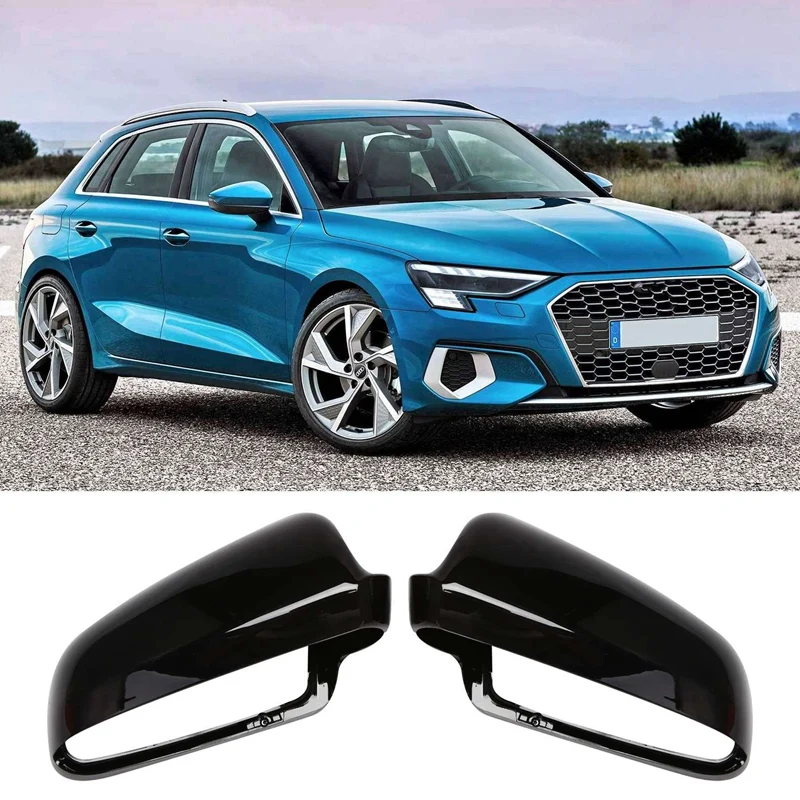 

Car Glossy Black Mirror Cover Caps For- A3 8P A4 B6 B7 A6 4F C6 Pre-LCI 04-08