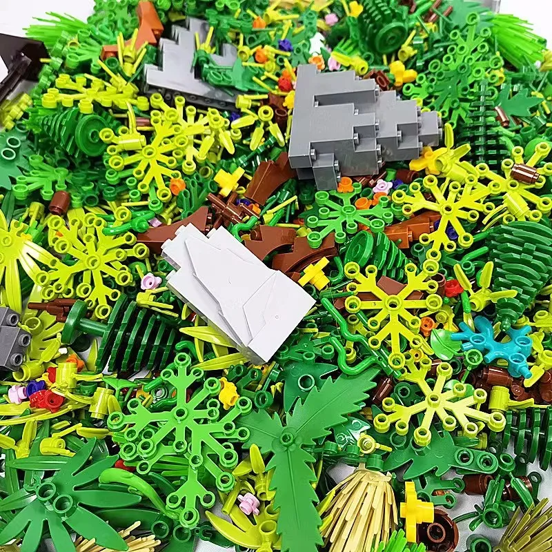 MOC Plant Tree Building Blocks Grass Flower Leaf Stand Rock Mountain Garden Forest Scene DIY Parts Bricks Compatible Toys