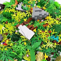 MOC Plant Tree Building Blocks Grass Flower Leaf Stand Rock Mountain Garden Forest Scene DIY Parts Bricks Compatible Toys