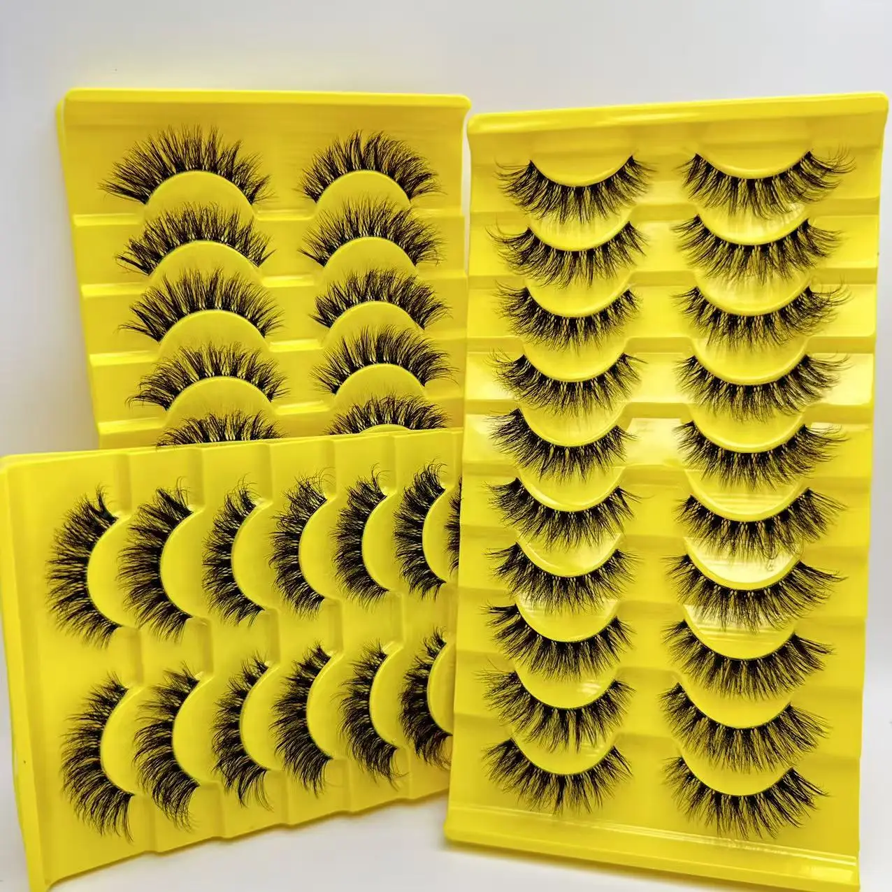 10 Pairs D Curl Faux Lashes - Fluffy Anime Cat Eye Doll Style, 8-16mm Length, Reusable, Suitable for Daily, Party, and Holiday U