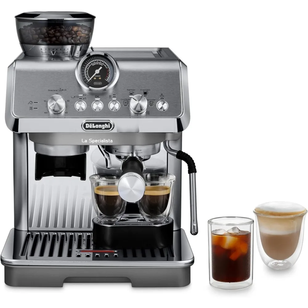 Machine with Cold Brew, Manual Milk Frother, Barista Kit for Latte, Cappuccino, Built-in Grinder, EC9255M