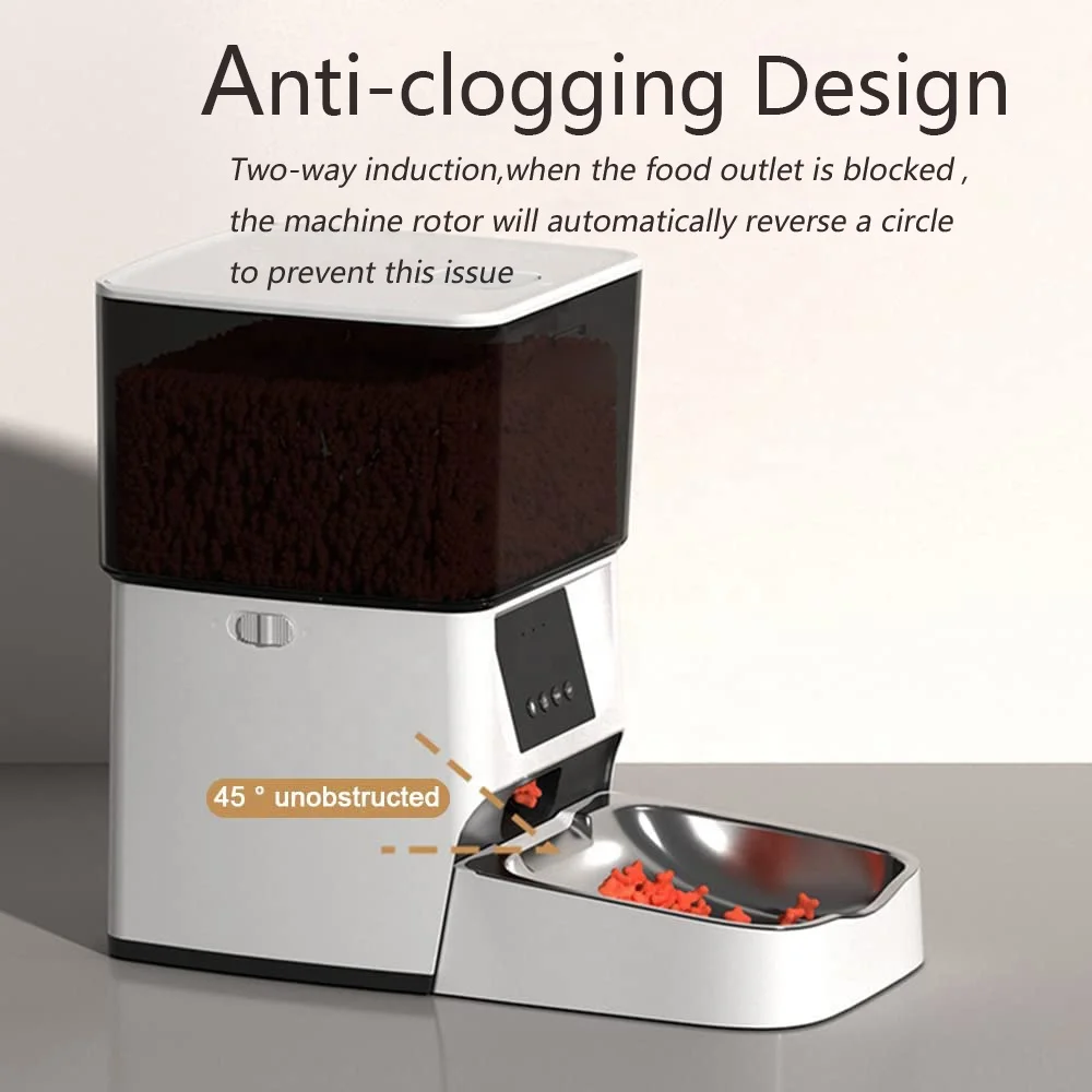 تصميم مضاد للكتلة 4L وحدة تغذية الحيوانات الأليفة الأوتوماتيكية تطبيق جوال التحكم عن بعد التفاعل الصوتي وحدة تغذية الحيوانات الأليفة