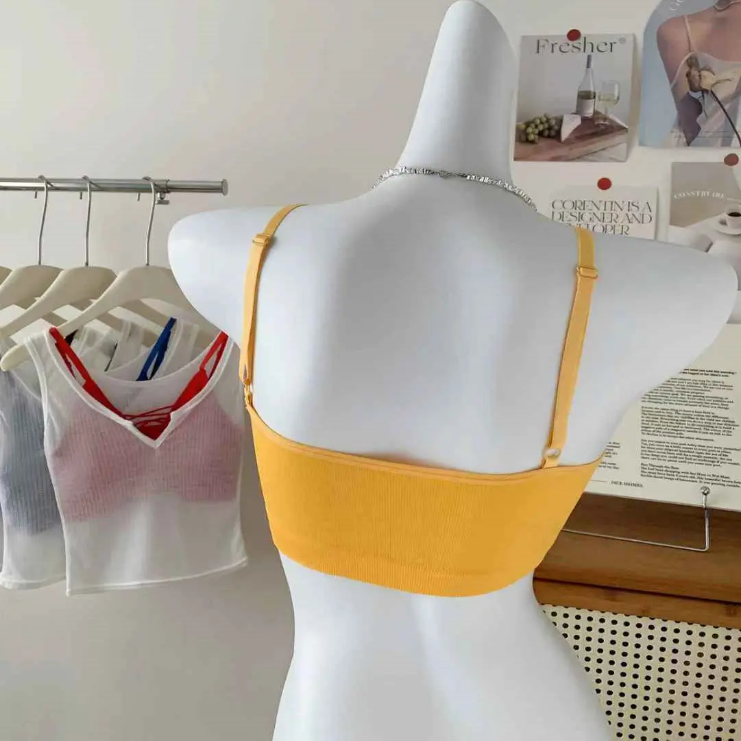 Verano nuevo Pure Desire Spicy Girl chaleco con tiras cruzadas mujeres que adelgazan una sola pieza con almohadilla en el pecho interior sexy mezcla de algodón de nailon o...