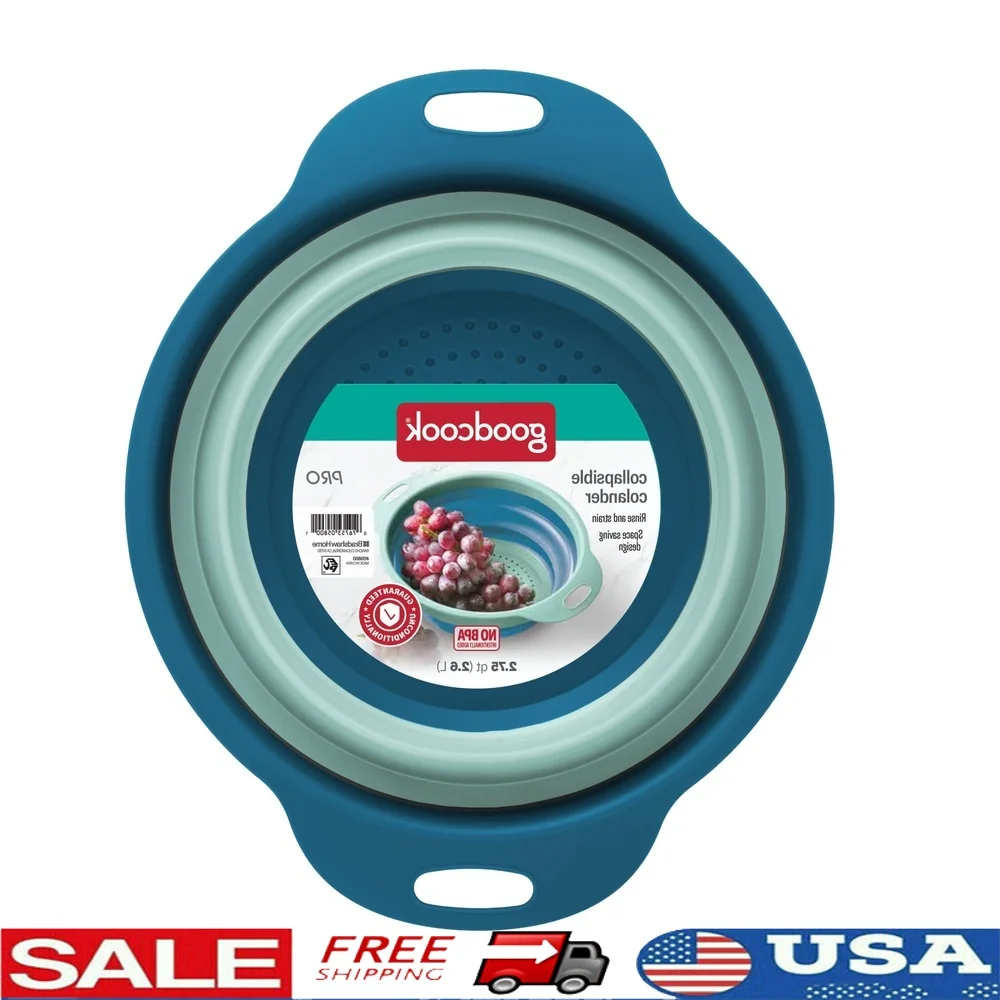 

Складной дуршлаг 2,75qt, кухонное сито, сливное сито для полоскания, макароны, овощи, ягоды, инструмент для мытья еды с ручками