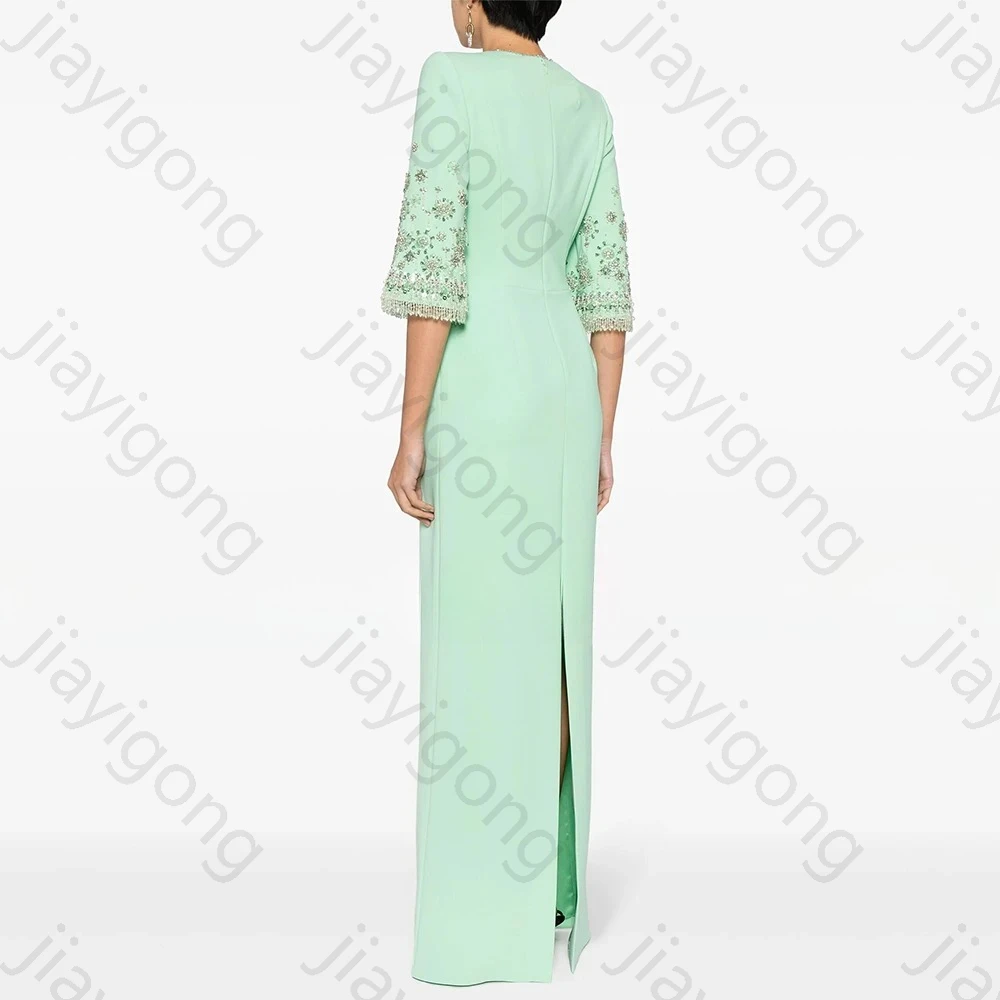 Luksusowe, wysokiej jakości suknie wieczorowe z dżerseju, zdobione koralikami i cyrkoniami, długie suknie balowe z koralikami, proste sukienki z klejnotami dla kobiet, szyte na miarę.