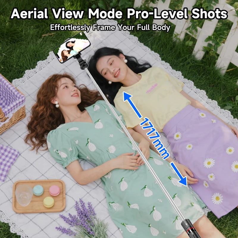 AXNEN F15 عصا سيلفي قابلة للتمديد حامل ثلاثي القوائم 1717 ملم للهاتف الخليوي جهاز تحكم عن بعد بلوتوث قابل للإزالة 360 ° دوران ملء خيار الضوء #3