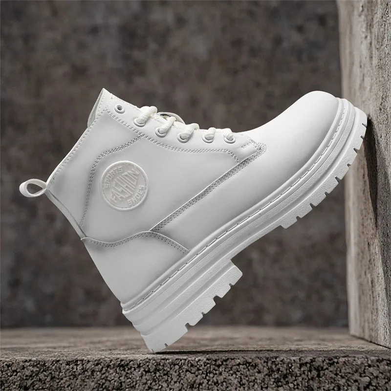 الرجعية أحذية عالية الجودة غير رسمية للرجال الشتاء مكتنزة راوند أحذية الرجال دراجة نارية حذاء من الجلد الدانتيل متابعة العمل الأحذية بوتاس Hombre