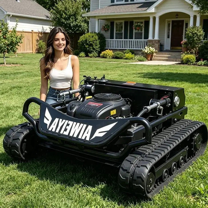 Customized Popular Sale Gas Powered Lawn Mower Robot Grass Cutting Machine All Terrain Performance For Complex Slope Lawn