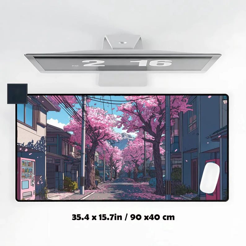 Anime City-themed Deskmat,cute Girl-style Mouse Pad,aesthetically Pleasing Computer Deskmat,non-slip and Durable Gaming Desk Mat