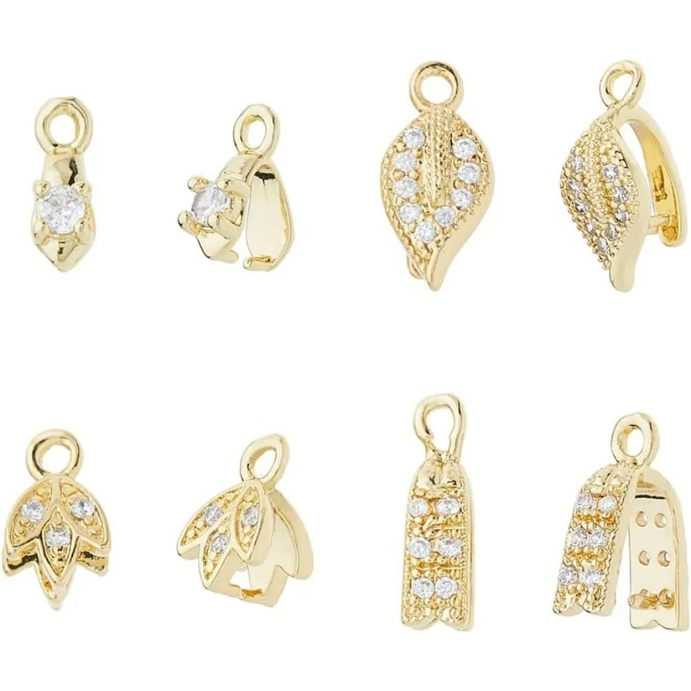 16 قطعة 4 أنماط قرصة الكفالات النحاس قرصة كليب الكفالة المشبك مشبك قلادة بها خرزات موصلات الجليد اختيار قرصة الكفالات المشابك مكعب #1